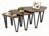 Set of 3 Nesting Coffee Tables Rustic Brown Industrial Accent Side Tables, Space Saving Stackable 25032611