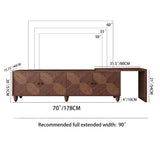 70"-90" Extendable TV Cabinet, Modern Entertainment Center with Storage and Adjustable Shelves, Mid W1435P190370