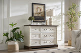 Farmhouse Style 6 Drawer Dresser Chest with Base Wooden Rustic Chest of Drawers, Storage Dresser W2393P252364