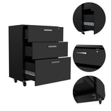 ZNTS Medford 3-Drawer Rectangle Chest with Caster Black Wengue B06280346