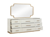 Lexington 9-Drawer Dresser in Beige with Textured Finish and Gold Hardware B009P450611