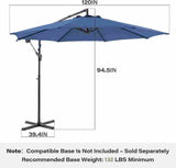 10ft Umbrella Hanging Offset Market Outdoor Sun Shade For Deck Poolside Easy Tilt Cross Base 57680511