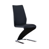 Contemporary Style Z-Shaped Chair Base 2pcs Chairs Black Leatherette Chrome Finish Side Chair B011P152661