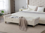 65.55" Wide Modern Upholstered Storage , Napped fabric Bed End Foot Stool With Rolled Armrest, 86972067