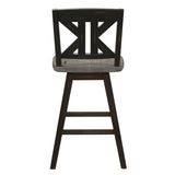 Counter Height Chairs Set of 2, Black Gray 360-degree Swivel Chair Solid Rubberwood Kitchen Dining B011P194599