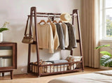 Solid Wood Freestanding Clothing Garment Rack, 23.62"16.34"63.78", Mobile Wooden Clothes Hanger W5368P553346