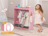 Kids Costume Organizer Costume RackKids ArmoireOpen Hanging Armoire Closet with Mirror-PINK 33487777
