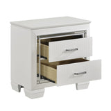 Glamorous Design Bedroom Furniture 1pc Nightstand of 2x Drawers White Finish Faux Alligator Embossed B01165196