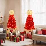 Lighted Santa Hat Style Tree Set of 2, 4ft Artificial Tree with Warm White Lights, N710P181810J
