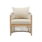 Modern Beige Curved Aluminum Lounge Chair with Stylish Rope-Weave Design and Cushioned Comfort, N767P237033B