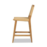 Pierre 26" Farmhouse Saddle Kitchen Island Counter Stool with Back, Sunkissed Beige Leather & B2719P238396
