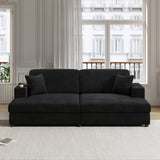 86.5" Oversized Loveseat Chaise Lounge Sectional Sofa Bed Corduroy Sleeper Sofa with USB Ports , N719P232602B