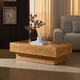43.31 Inch Faux Burl Wood Pattern Decal Coffee Table,Rectangle Mid-Century Modern Table for Living W2582P343958