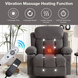 Power Lift Recliner Chair with Heat and Massage Electric Fabric Recliner Chair for Elderly with Side W1521P303241
