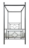 1pc Twin Platform Canopy Bed Black Finish Metal Frame Ball Finials Modern Traditional Look B011P207845