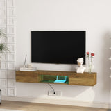 Floating TV, Wall Mounted TV Shelf with LED lights & Power Outlet,Wall Mounted Floating 65" TV W1321P188134