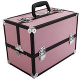 ZNTS SM-2083 Aluminum Alloy Makeup Train Case Jewelry Box Organizer Pink 83925841