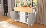 K&K 55.7'' Large Kitchen Island with 2 Drop Leaf,, Rolling Kitchen Cart on 5 Wheels with Power N707P186617W