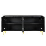 60" Sideboard Buffet Cabinet Handleless Press-to-Open Design,Carved Credenza Storage Cabinet with 4 W2696P279985