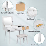 43.3" Classic Wood Makeup Vanity Set with Flip-top Mirror and Stool, Dressing Table with Three WF305498AAK