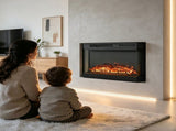 EF-25 24-Inch Built-In Electric Fireplace Insert - 120V 1500W, Black Steel, 3-Side Glass, Adjustable 35221405
