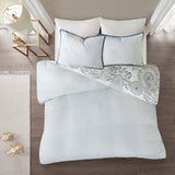 Full/Queen 3 Piece Cotton Floral Printed Reversible Duvet Cover Set B035129161