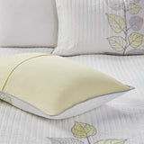 6 Piece Embroidered Quilt Set with Throw Pillows Yellow Full/Queen B03597620