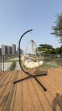 Swing Egg Chair with Stand Indoor Outdoor Wicker Rattan Patio Basket Hanging Chair with C Type W2707P296436