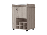 Allandale 1-Door Bar Cart with Wine Rack and Casters Light Gray B062111722