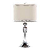Ashland 27" Contemporary Metal Table Lamp in Polished Chrome and Cream Linen Shade with Trim from B202P224092