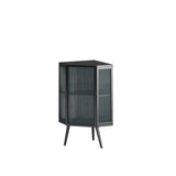 ZNTS 22.25" Floor Coner Cabinet with Tempered Glass Door & Storage Shelves for Bathroom, Living Room, W757130158