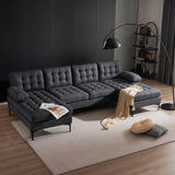 U-shaped Soft-Covered Armrest Backrest Seat Pull Point Wooden Frame Iron Frame Black Feet Indoor 07845976