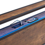 King Size Metal Platform Bed Frame with Wooden Headboard and Footboard with USB LINER, LED Lights W311134464