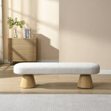 Dining Bench for Dining Room, Upholstered Bedroom End of Bed Entryway Bench, Boucle Ottoman for N779P271401B