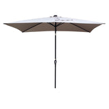 10 x 6.5t Rectangular Patio Solar LED Lighted Outdoor Umbrellas with Crank and Push Button Tilt for W65690316