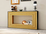 Modern Contrast Console Table with Layered Wood Frame and Black Top W3123P369227