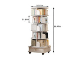 6 Tier Rotating Bookshelf, 360&deg Display Round Spinning Bookshelf with Wheels and Drawer, 85969050