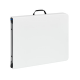 White 6 Foot Fold-in-Half Plastic Table, Indoor Outdoor, Scratch Resistant, Stain & UV Damage, 77784529