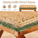 Ottoman Footstool Natural Seagrass Footrest Pouf Ottomans with X Wooden Legs Rectangular Hand 34645440