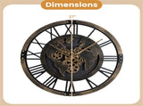 Brown Gear Wall Clock with World Map, 27" Large Non-Ticking Quartz Movement Decorative Home Clock 53413647