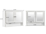 Double Door Mirror Indoor Bathroom Wall Mounted Cabinet Shelf White 19361616