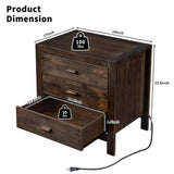 Wood Nightstand End Side Table with 3 Drawer for Living Room, Bedroom 00311955