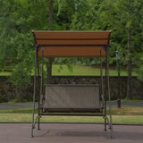 2-Seat Patio Chair, Outdoor Porch with Adjustable Canopy and Durable Steel Frame, Patio W1859110126