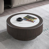 31.5 inch Modern Faux Marble Pattern Stickers Coffee Round Coffee for Living Room,Small W2582P312644