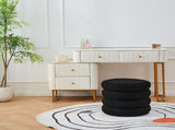 Round Storage Ottoman, Modern Sherpa Footstool, Teddy Vanity Stool with Flip-Top 40442711