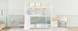 Twin Over Twin Metal Bunk Bed With Slide,Kids House Bed White MF313919AAK