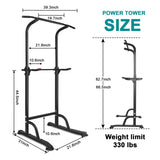 ZNTS Power Tower Workout Dip Station Pull Up Bar, Height Adjustable Multi-Function Dip Stand for Home Gym 10332677