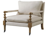 Beige Wooden Accent Chair with Turned Legs B062P145436