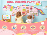 11-in-1 Dinosaur Activity Wall Busy Board Panels-- Wooden Sensory Toy-Pink 34249370