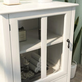 Buffet storage cabinet with single glass doors and unique bell handle W28227727